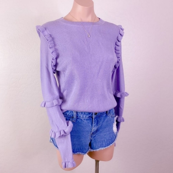 ANTONIO MELANI Sweaters - Antonio MELANI NORDSTROM Juniper Sweater Purple Ruffle Wool. Large. EUC.